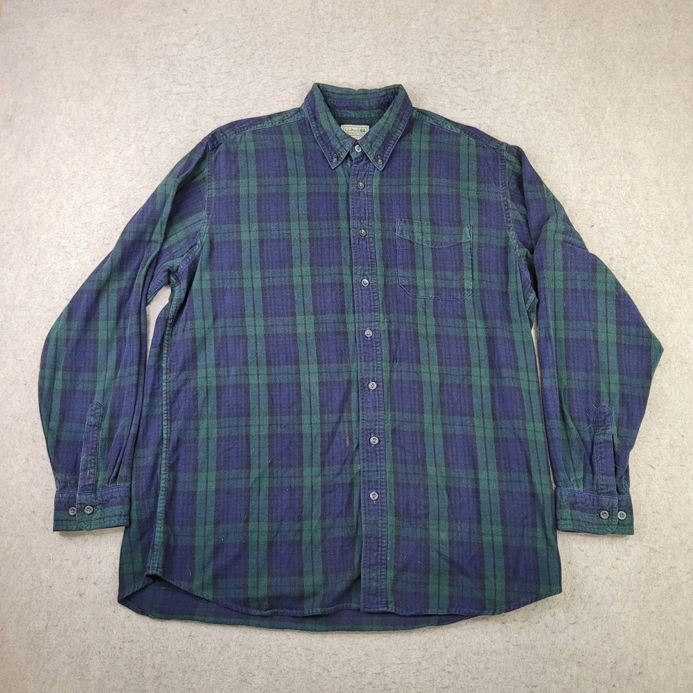 L.L. Bean Shirt‎ Mens XL Tall Green Blue Plaid Flannel Traditional Fit Casual